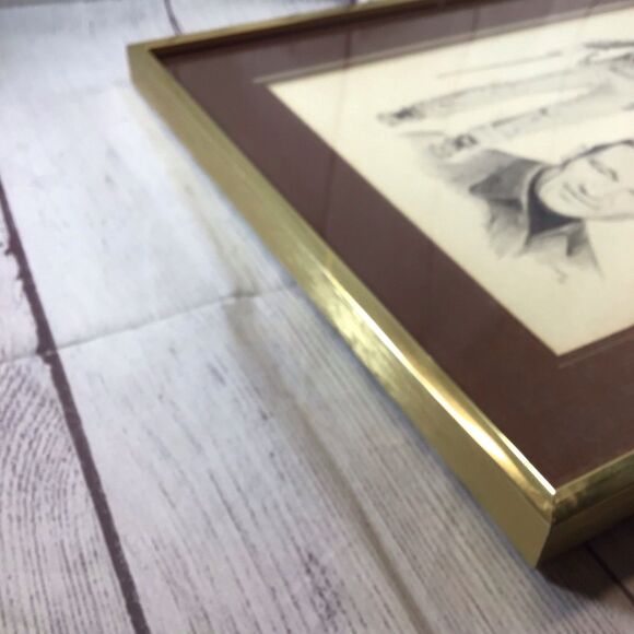 Vintage 1975 Glen Base John Wayne Pencil Sketch Art Framed - Picture 13 of 16